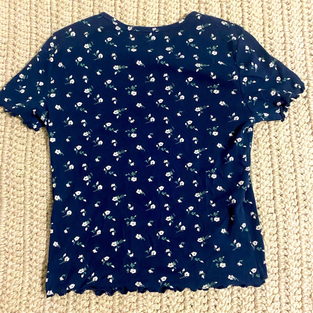 Navy blue with flower pattern, worn probably twice